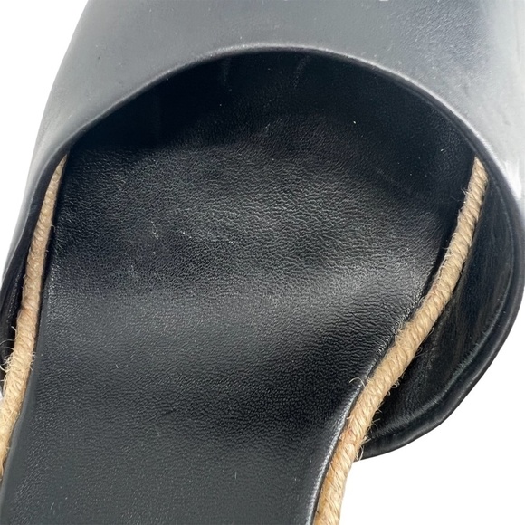 Vera Wang Black Leather Geometric Print Wedge Platform Sandals Size 10 Women’s - Picture 10 of 12